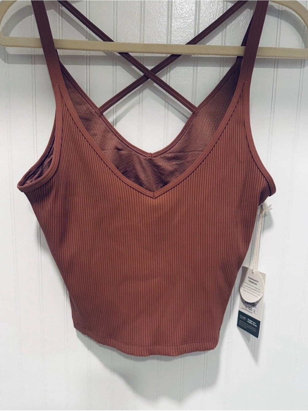 Vuori Ribbed Crossback Camisole in Dusty Rose - Picture 4 of 8